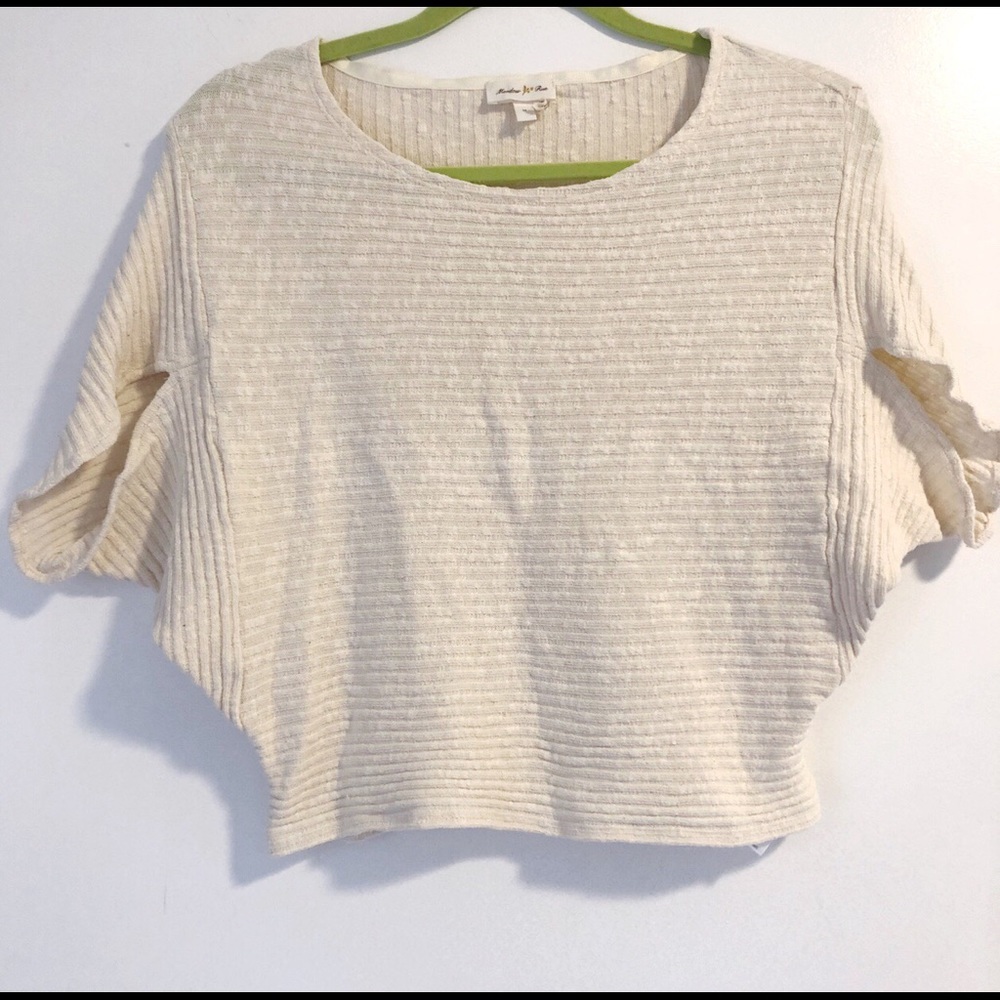 Anthropologie Meadow Rue Cream Crop Top